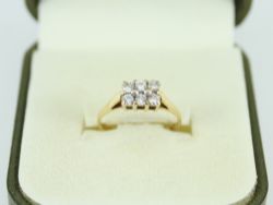 DIAMOND CLUSTER RING 18CT GOLD LADIES SIZE I 1/4 750 1.8G FE33