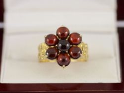 GARNET CLUSTER RING 14K GOLD LADIES STUNNING SIZE M 1/2 585 7.3G BC93