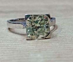 3CT PRINCESS CUT DIAMOND SOLITAIRE ENGAGMENT RING WHITE GOLD