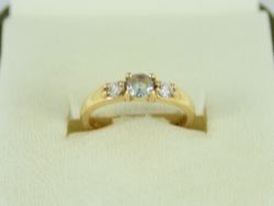 DIAMOND & AQUAMARINE RING 18CT GOLD LADIES SIZE I 1/2 750 3G EX71