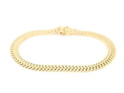 DOUBLE CURB CHAIN BRACELET 8CT GOLD LADIES STUNNING 7.75