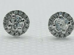0.32 CARAT HALO SET DIAMOND STUDS EARRINGS