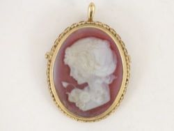 CAMEO BROOCH 9CT GOLD STUNNING VINTAGE 375 MEDIUM PENDANT 10.3G B83