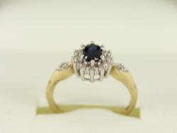 DIAMOND AND SAPPHIRE RING 9CT GOLD LADIES SIZE L 1/4 375 1.7G DC97