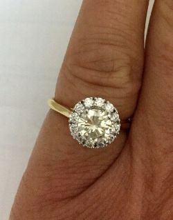 1.10CT HALO SET DIAMOND ENGAGEMENT RING/YELLOW GOLD