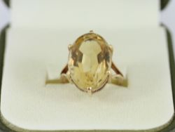 CITRINE SOLITAIRE RING 9CT GOLD LADIES STUNNING SIZE F 3/4 375 4.3G EN88