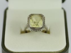 CITRINE SOLITAIRE RING 18CT WHITE GOLD LADIES STUNNING SIZE L 750 4.7G EO58