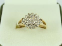 DIAMOND DIAMOND CLUSTER RING 18CT GOLD LADIES SIZE N 750 4.8G ET14
