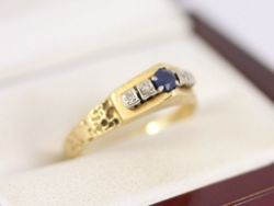 DIAMOND AND SAPPHIRE RING 18CT GOLD LADIES SIZE P 1/2 750 3.5G BG47