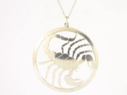 SCORPION PENDANT JAMES KERR STERLING SILVER VINTAGE NECKLACE 925 15.4G BT68