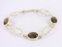 SMOKY QUARTZ SQUARE KNOT BRACELET STERLING SILVER LADIES VINTAGE 925 15.2G SS21