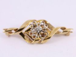DIAMOND SOLITAIRE BROOCH 9CT GOLD LADIES STUNNING 375 4.1G BW48
