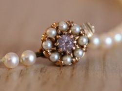 PEARL NECKLACE 9CT GOLD AMETHYST LADIES STUNNING VINTAGE 375 15.9G AU43