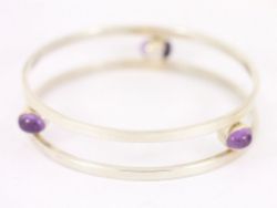 AMETHYST BANGLE STERLING SILVER LADIES STUNNING BRACELET 7.5