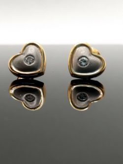 HEART SHAPE DIAMOND EARRINGS/YELLOW GOLD