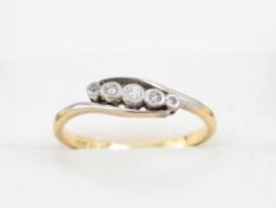 DIAMOND RING FIVE STONE 18CT GOLD ENGAGEMENT LADIES IDEAL GIFT SIZE N 1/2 E80