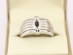 BLACK DIAMOND GENTS SOLITAIRE RING 9CT WHITE GOLD SIZE T 375 7.4G CF79