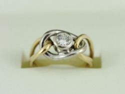 DIAMOND SOLITAIRE RING 18CT TWO TONE GOLD LADIES SIZE H 1/4 750 4.1G CY6