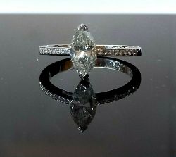 18CT W/G SINGLE STONE MARQUISE CUT DIAMOND RING 1.13 CARATS
