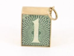 ONE POUND CHARM VINTAGE 9CT GOLD 375 CHARMS PENDANT 2.9G CF96