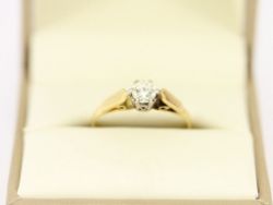 DIAMOND SOLITAIRE RING 18CT GOLD LADIES SIZE L 750 2G CH49
