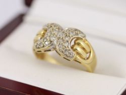 CLUSTER RING 14K GOLD LADIES STUNNING SIZE O 585 4G AQ54