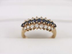 DIAMOND AND SAPPHIRE RING 9CT GOLD LADIES SIZE I 375 U51