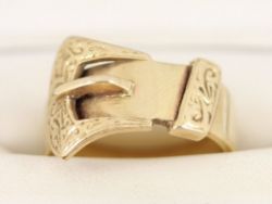 BUCKLE RING 9CT GOLD GENTS VINTAGE SIZE X 375 11.3G BR82