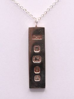 STERLING SILVER BULLION PENDANT CHARM CHAIN NECKLACE 23.5