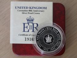 1993 CORONATION 40TH ANNIVERSARY £5 FIVE POUND SILVER PROOF COIN BOX COA X25