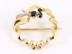 TANZANITE AND DIAMOND BROOCH 9CT GOLD LADIES STUNNING 375 3.6G CD8