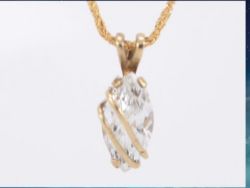 LADIES PENDANT 9CT GOLD MARQUISE CUT STUNNING SOLID 375 F96