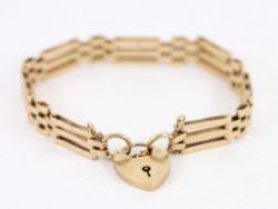 GATE BRACELET 9CT GOLD HEART LOCKET CLASP LADIES VINTAGE AC47