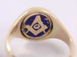 MASONIC SIGNET SWIVEL RING 9CT GOLD GENTS VINTAGE SIZE S 375 6.8G BP48