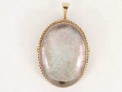 CAMEO BROOCH 9CT GOLD MOTHER OF PEARL LADIES PENDANT MEDIUM VINTAGE 375 13G B89