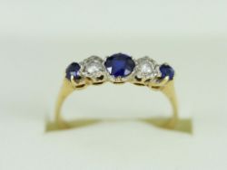 DIAMOND AND SAPPHIRE RING 18CT GOLD LADIES SIZE M 1/2 750 2.3G CZ57