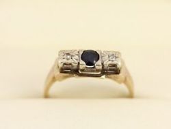 DIAMOND AND SAPPHIRE TRILOGY RING 9CT GOLD LADIES SIZE J 1/2 375 2.7G BF50