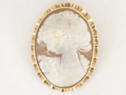 CAMEO BROOCH 9CT GOLD LADIES STUNNING VINTAGE LARGE PIN 375 18.6G B58