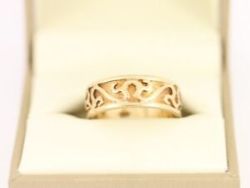WEDDING BAND 9CT GOLD LADIES RING STUNNING SIZE M 375 4.1G CJ23