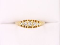 OLD CUT DIAMOND RING 18CT GOLD LADIES 5 STONE SIZE P 3.5G X94