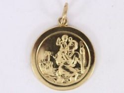 ST CHRISTOPHER PENDANT 9CT GOLD LADIES GENTS LUCKY 375 3.2G BJ67
