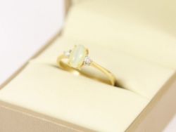 DIAMOND AND CATS EYE TRILOGY RING 18CT GOLD LADIES SIZE M 750 2G CG57