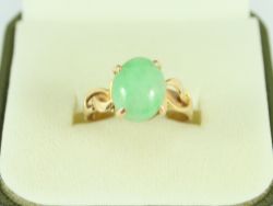 JADE SOLITAIRE RING 14K GOLD LADIES STUNNING SIZE N 585 3.8G EP90
