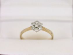 DIAMOND ENGAGEMENT RING 9CT GOLD LADIES SIZE N 1/2 375 1.6G AQ43
