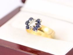 DIAMOND SAPPHIRE HALO RING 22CT GOLD LADIES SIZE H 3.8G BW97
