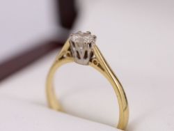 DIAMOND SOLITAIRE RING 18CT GOLD STUNNING LADIES SIZE L 1/4 750 Z27