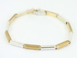 LADIES BRACELET 9CT TWO TONE GOLD STUNNING 375 8.5G EO49