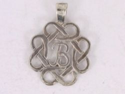 LETTER B NAME PENDANT STERLING SILVER SHETLAND VINTAGE 925 1.3G BT99