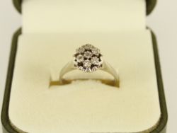 DIAMOND CLUSTER RING 14K WHITE GOLD LADIES SIZE L 1/2 585 2.7G FJ79