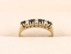 DIAMOND AND SAPPHIRE RING 9CT GOLD LADIES SIZE M 375 2.6G CT57